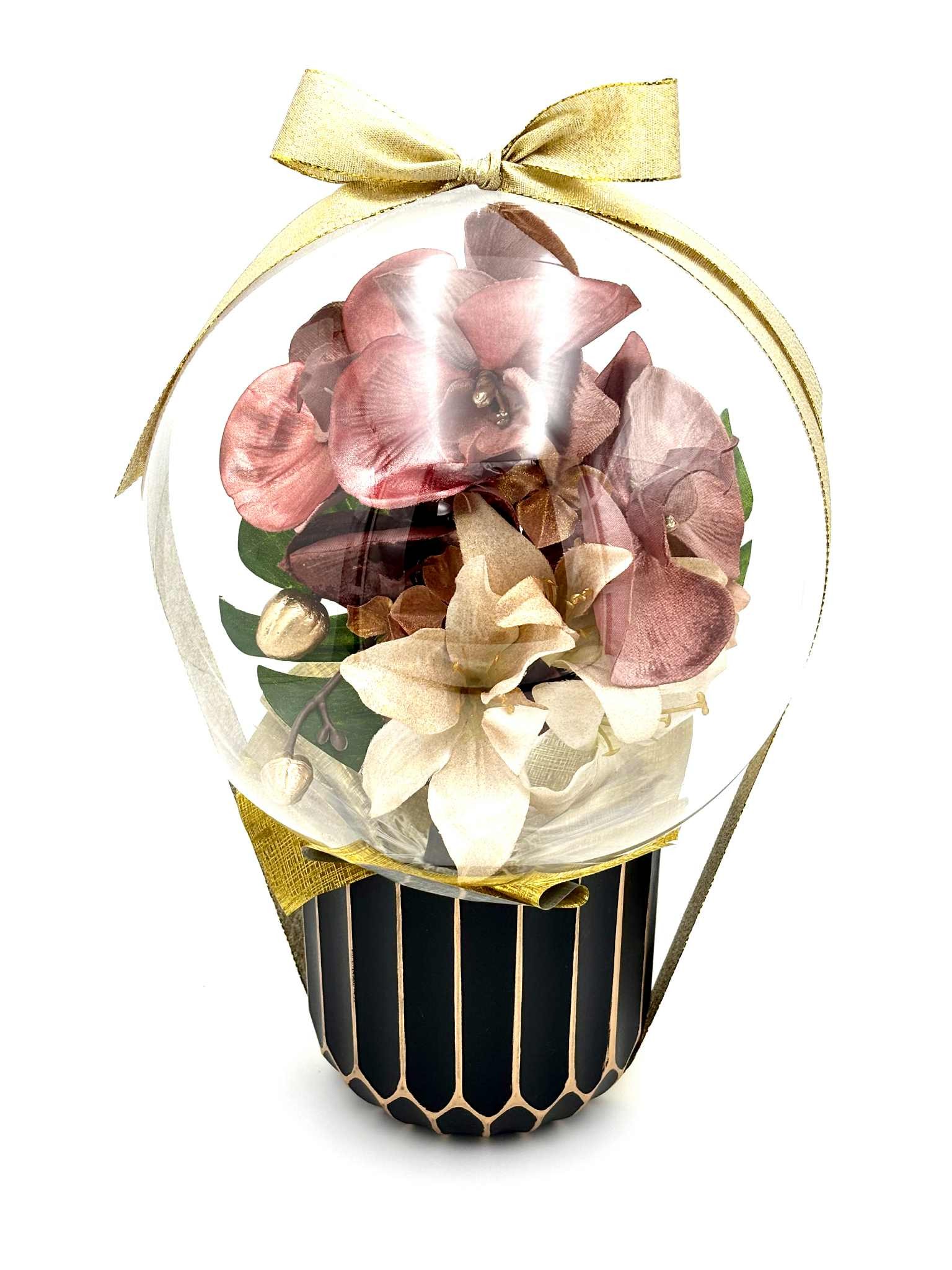 New【開店開業・周年向き】ピンク胡蝶蘭アレンジポットタイプ　ゴールドリボン