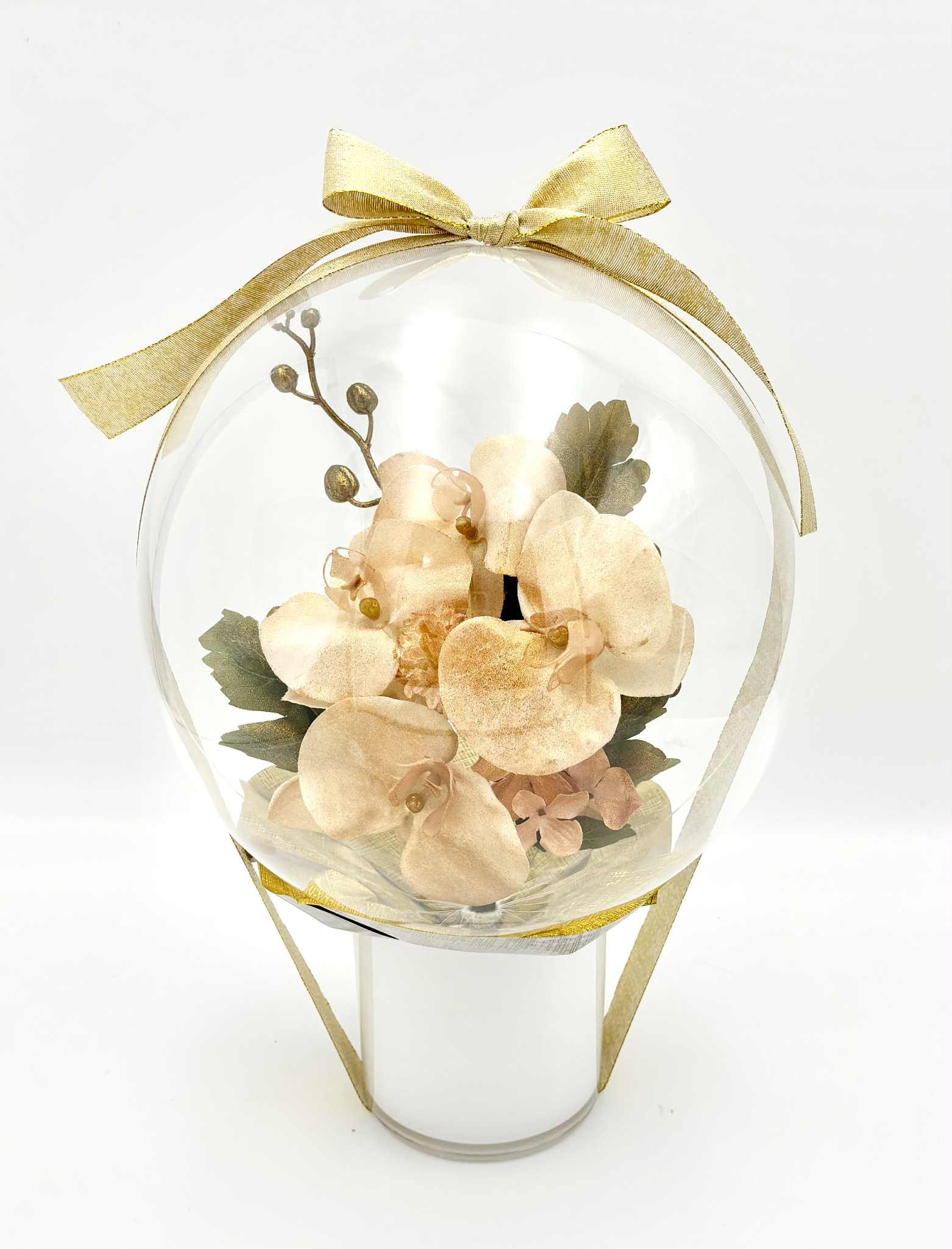 New【開店開業・周年向き】胡蝶蘭アレンジ（ライトゴールド）ポットタイプ　ゴールドリボン